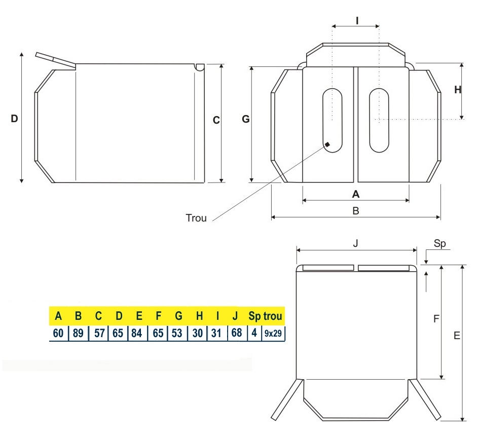 Avaloir  pour un tube de 50 fermeture guide portail