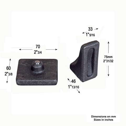 Ce pivot-crapaudine inférieur de portail en acier est désaxé et sa partie mobile doit être soudée sur le côté d'un montant de portail de 35x35mm minimum. Il est équipé d'une bille incorporée dans la plaque de base pour limiter les frottements lors de l'ouverture du portail. La bille est ainsi protégée des éventuelles salissures.  Charge maximale 300kg