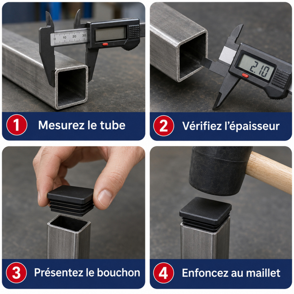 Bouchon, embout carré à ailettes, en polyéthylène. Hauteur totale 16mm Largeur 35mm. Compatible avec des tubes carrés de section 35x35x2mm. Il sera utile en intérieur comme en extérieur dans de nombreux domaines (pied de chaise, clôture, rambarde, portail, obstruer les tubes pour les protéger des conditions d'utilisation en extérieur ....). Grâce à ses ailettes larges son utilisation sera facile (emboiter à l'aide d'un maillet si besoin). Différentes dimensions existent.