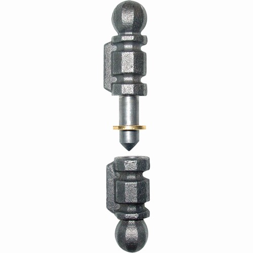 Gond paumelle style ancien motif à facettes, fer forgé, tige acier et bague en laiton. Hauteur 125mm Diamètre globale 25mm Diamètre de la tige 13mm. Fixation par soudure 