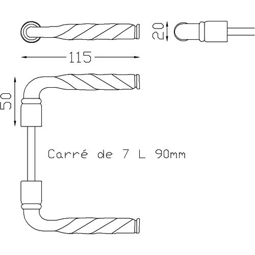 Jeu de béquilles en aluminium éproxy noir avec un carré de 7mm.