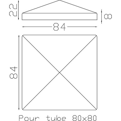 Couvre poteau en inox pour un tube de 80x80mm.