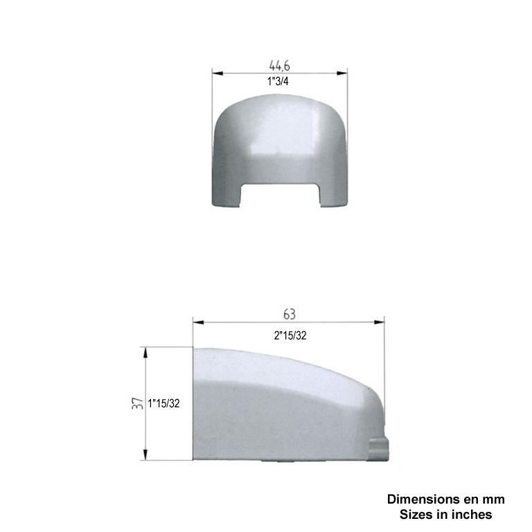 Cache en plastique composite compatible avec les gonds 19920, 19910 et 19915. Couleur : Blanc RAL 9016. Facile à clipser.