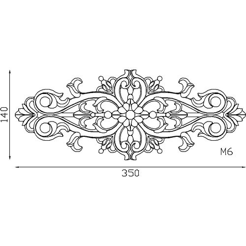 Palmette Alu 350x140 mm . Taraudage M6  vis non fournies 