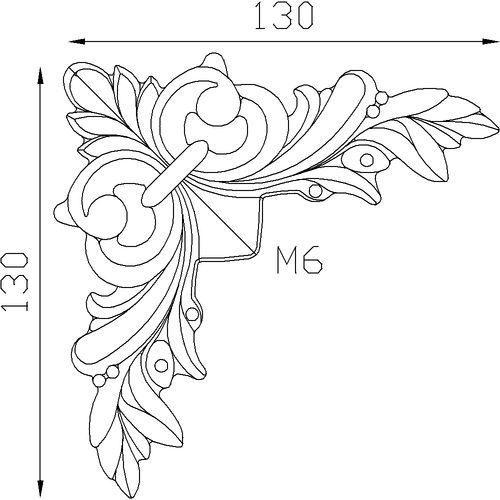 Décor d angles Alu 130x130 mm (jeu de 4) . Fixation par vis M6 non fournies 