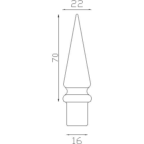 Pointe Alu conique 70x22 - Ø16 mm . Fixation par colle bi composant