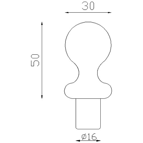 Décor boule Alu Ø30 - base tige Ø16 mm . Fixation par colle bi composant