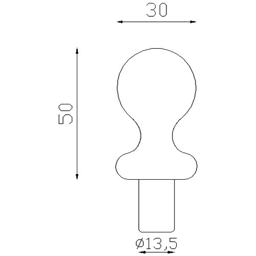 Décor boule Alu Ø30 mm - base tige Ø13.5 mm . Fixation par colle bi composant