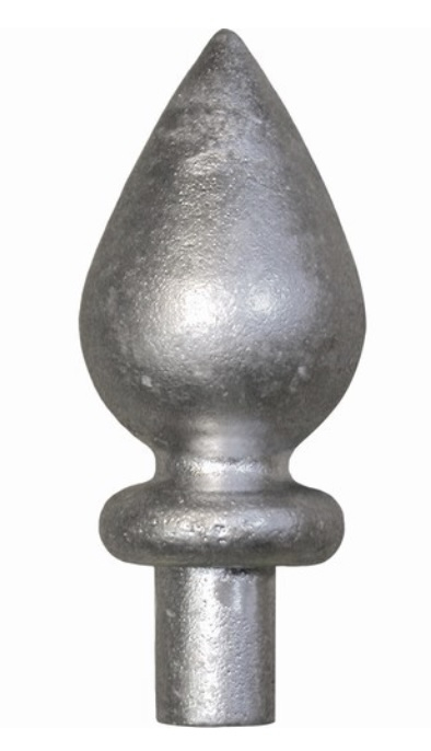 Décor goutte d'eau sur embase. Hauteur 50mm largeur 30mm avec base ronde de diamètre 15,5mm, compatible avec tube rond de diamètre inférieur. Elément décoratif idéal pour votre portail ou clôture, par exemple. Fixation par colle bi composant.