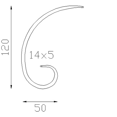 Demi volute Alu 120x50 mm  - Plat 14x5 mm 