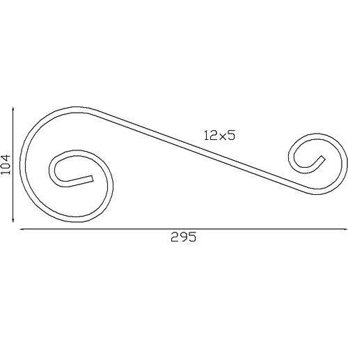 Volute en S alu 290x104 - Plat 12x5 mm