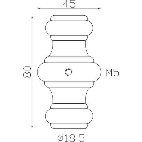 Garniture de barreau alu 80x45 Ø18,5 mm- Fixation par vis à l'aide l'insert M5