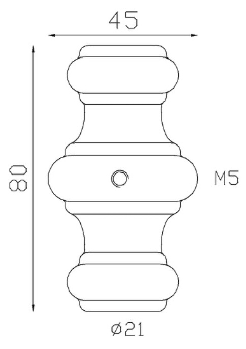 Garniture de barreaux, en aluminium. Compatible avec des barreaux de diamètre Ø20mm. Hauteur 80mm largeur 45mm. Cette bague sobre ornera vos barreaux de grilles de défense, portails, escaliers par exemple. Fixation par vis car taraudage M5 (vis fournie). Fourni brut, à peindre ou à vernir avec un produit adapté pour la protection.