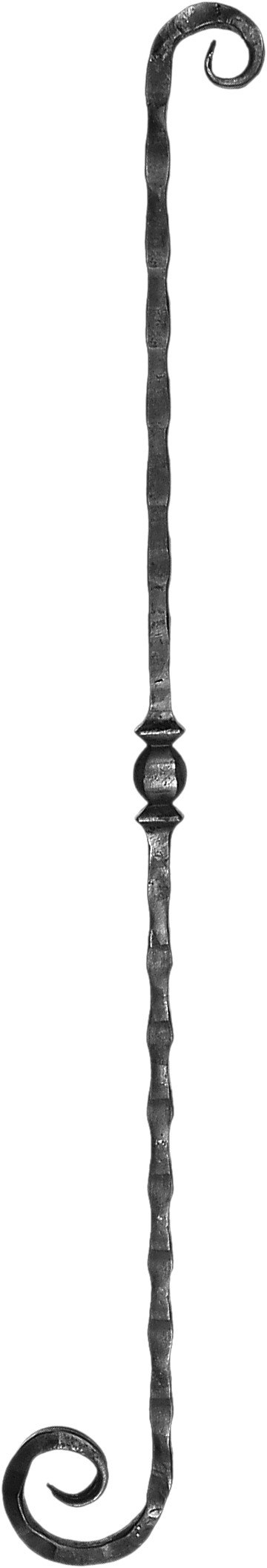 Volute à noyaux forgé en forme de S. Hauteur de 860mm et largeur de 160mm. En carré de 14mm martelé.