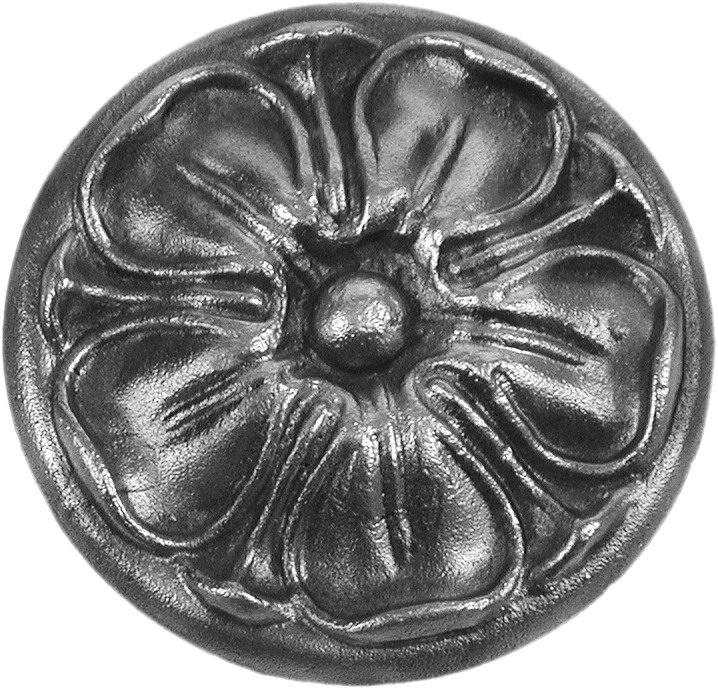 Rosace en fer forgé et en forme de fleur et avec un diamètre de 90mm. A souder.