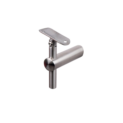 Support de main courante ronde, platine inclinable en avant ou en arrière pour rampant. Longueur 93mm Hauteur 100mm <b>réglable</b>, platine ovale de longueur 65mm, compatible avec des tubes ronds en inox ou en bois de diamètre 42,4mm. En inox 304. À visser sur un poteau grâce à un taraudage pour tige filetée M6, et à visser à la main courante grâce à 2 trous de diamètre 6mm (visserie non fournie). Permet d'être utilisé en intérieur comme en extérieur et même en bord de mer. Existe en version fixe pour garde corps droit (ref 30202)