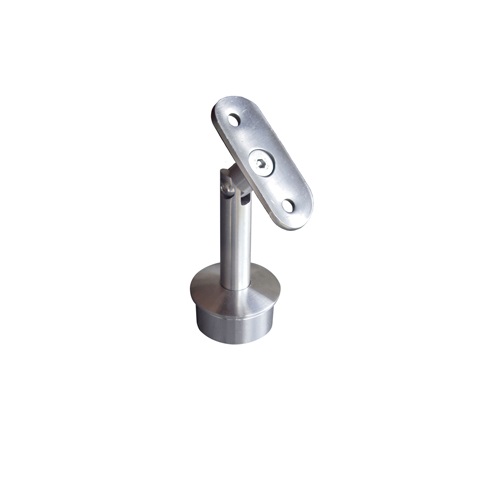 Support de main courante ronde, <b>inclinable pour rampant</b>. Longueur 80mm longueur du manchon 20mm diamètre 42,4mm, compatible avec des tubes de diamètre extérieur de 42,4mm en inox ou en bois. En inox 304. À manchonner dans le tube support, et à visser à la main courante grâce à 2 trous de diamètre 6,5mm (visserie non fournie). Permet d'être utilisée en intérieur comme en extérieur et même en bord de mer. Existe en version inox 316 ( ref 3023016) et en version fixe (ref 30200).