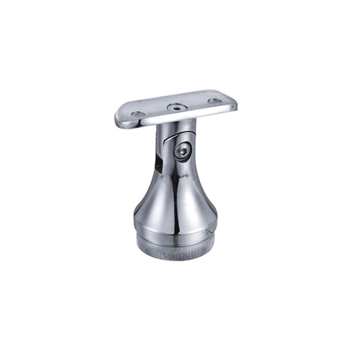 Support de main courante ronde, <b>inclinable</b>. Longueur 67mm diamètre 42,4mm, compatible avec des tubes de diamètre extérieur de 48,3mm en inox ou en bois. En inox 304. À manchonner dans le tube support, et à visser à la main courante grâce à 2 trous de diamètre 6,5mm (visserie non fournie). Permet d'être utilisée en intérieur comme en extérieur et même en bord de mer. Existe en version fixe (ref 302321).