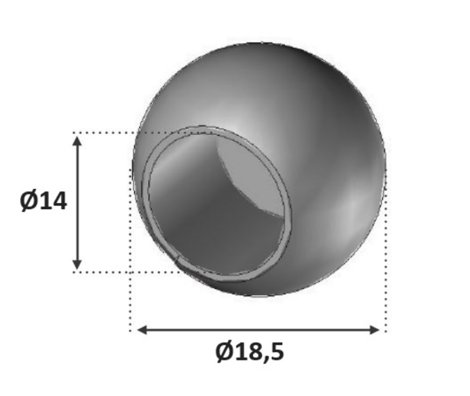 Boule de finition pour tube rond de diamètre 14mm. Diamètre extérieur 18,5mm diamètre intérieur 14mm. En inox 304. À insérer autour du tube et à coller (colle non fournie). Permet d'être utilisé en intérieur comme en extérieur et même en bord de mer. Existe en version inox 316 (ref 3030816).