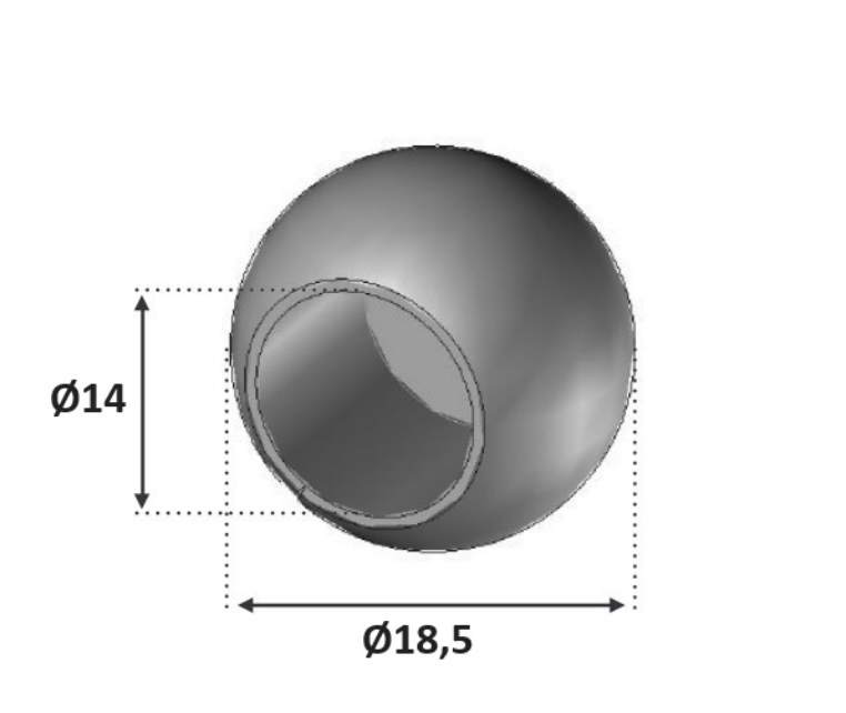 Boule de finition pour une barre ronde d'un diamètre de 14. En inox 316.