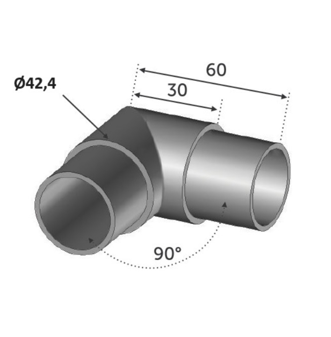 Connecteur réglable pour un tube carré de 40x40mm et d'une épaisseur de 2mm. En inox 316.