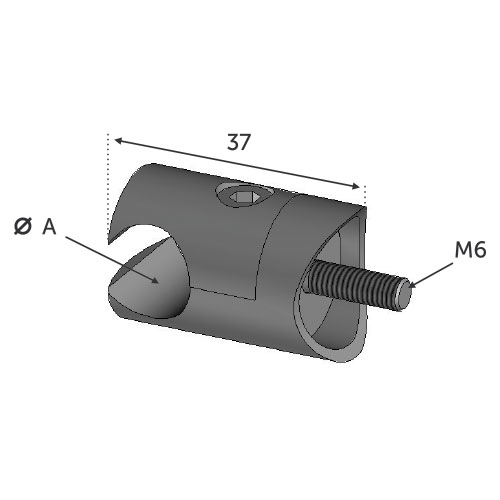 Pince pour un profil de diamètre 18mm. Fixation sur un tube de diamètre 42,4mm. En inox 304.