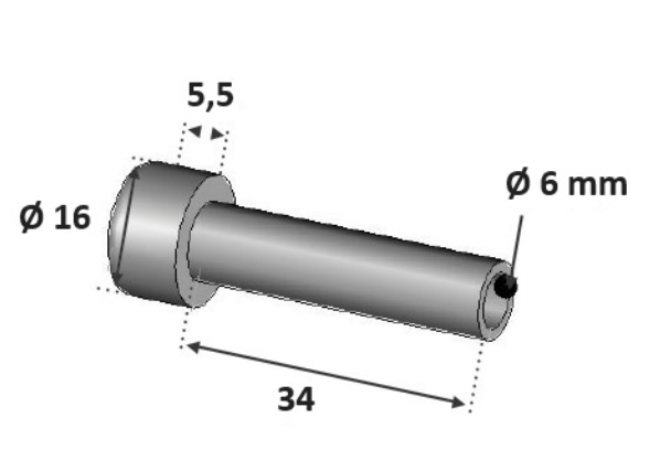 Départ de câble pour une pose en applique ou droite (directement dans le poteau), <b>à sertir</b>. Longueur de la tige 34mm Diamètre de la tête 16mm, diamètre intérieur correspondant pour des câbles de Ø6mm. En inox 316, convient pour un usage intérieur ou extérieur. Pièce utile pour un montage en applique avec un connecteur (référence 30505 par exemple) ou pour un montage droit.
