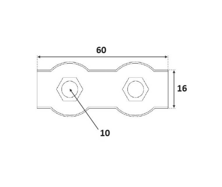 Bloque câble de 6mm de diamètre. En inox 316.