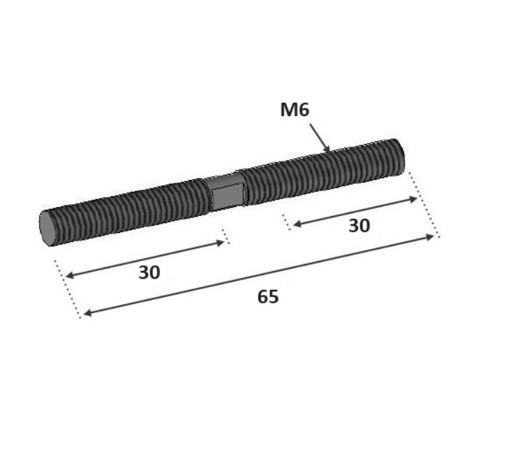 Tige filetée droite/gauche taraudé M6. En inox 304.