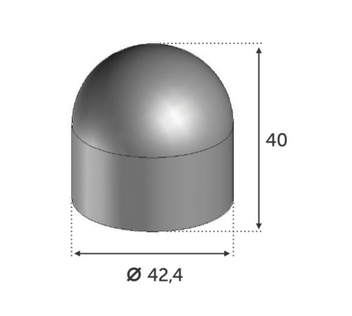 Finition en Inox pour une main courante en bois de 42,4mm de diamètre extérieur soit 38,4 mm intérieur . A utiliser avec connecteur réf 30770  Non fourni