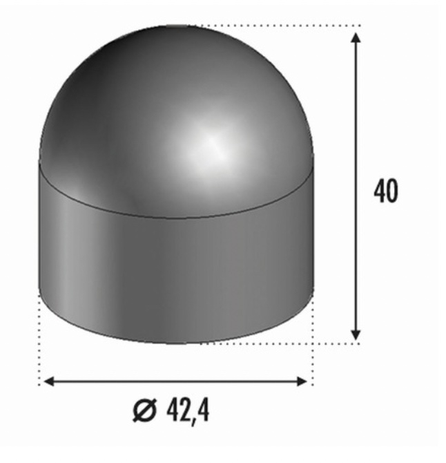 Finition Inox en forme de boule pour une main courante en bois de 42,4mm de diamètre extérieur soit 38,4 mm intérieur. En inox 316.à utiliser avec connecteur réf 30770 Non fourni