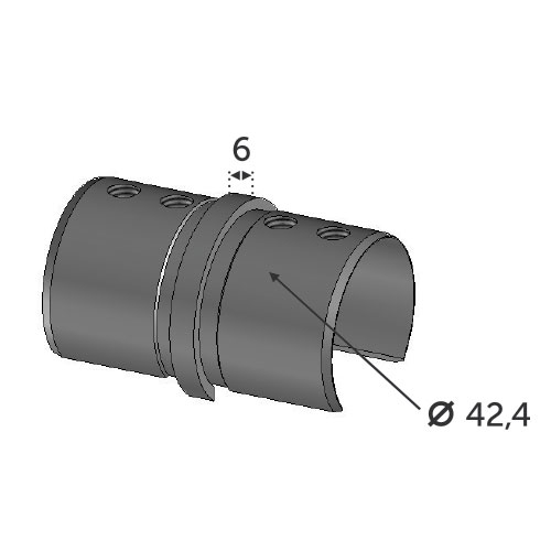 Connecteur droit tube Ø42.4 pour garde-corps verre - épais. 1.5 - INOX 316 . Pour garde corps verre de 12,76 a 21,52 mm . A utiliser avec main courante 3084016