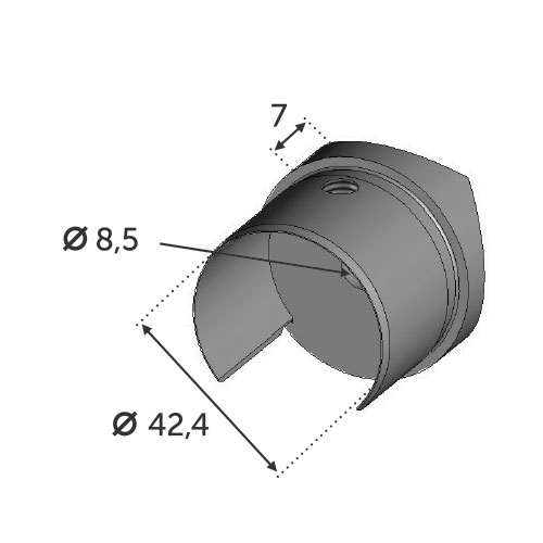Support pour Tube Ø42.4 pour garde-corps verre - INOX 316 . Pour garde corps verre de 12,76 a 21,52 mm . A utiliser avec main courante 3084016
