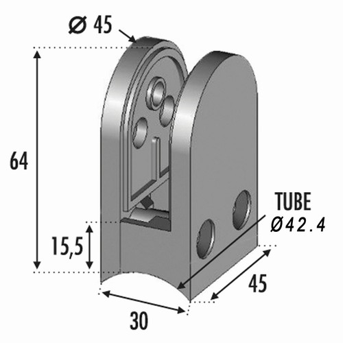 Pince à verre. Fixation sur un tube de diamètre 42,4mm. Pour des verres de 8 a 12,76mm d'épaisseur. En Zamac brossé.Ne pas oublier de commander les caoutchoucs compatibles avec votre verre, vendus séparément. ex : verre épaisseur 8 joints réf 300308. verre épaisseur 8,76 joints réf 30030876. verre épaisseur 10 joints réf 300310. verre ep 10,76 joints réf 30031076 verre épaisseur 12 réf 300312. verre épaisseur 12,76 réf 30031276.