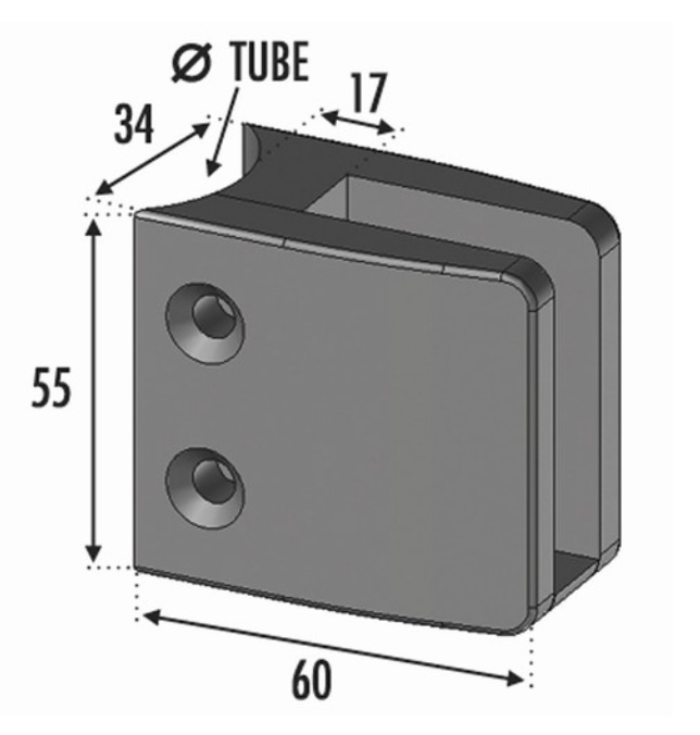 Pince à verre. Fixation sur un tube d'un diamètre de 42.4mm. En inox 316. pour épaisseur de verres : 8mm, 8,76mm, 10mm, 10,76mm,12mm et 12,76mm, feuilletés ou non. Les pinces à verres sont livrées avec leur vis de fixation au tube en d'un diamètre de M8x20mm. Les pinces à verres sont livrées <b>SANS</b> les joints en caoutchouc. En fonction de l'épaisseur du verre, choisir le caoutchouc adéquat.ex : verre épaisseur 8 joints réf 300208. verre épaisseur 8,76 joints réf 30020876. verre épaisseur 10 joints réf 300210. verre ep 10,76 joints réf 30021076. verre épaisseur 12 joints ref 300212. verre 