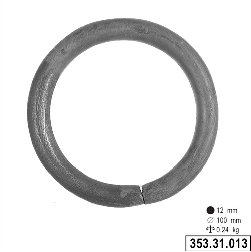 Cercle d’un diamètre extérieur de 100mm. Fer Forgé en section ronde de 12mm de diamètre.