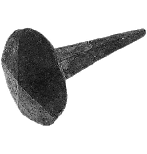 Clou à tête 6 pants  de 24mm de diamètre.Longueur totale de 45mm longueur tige 40mm et pointe de 4mm. En fer forgé. vendu à l'unité
