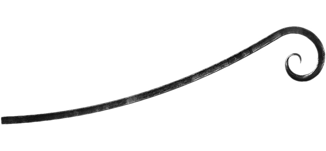 Profilé tubulaire de 25X25X2,5 avec une finition en volute de 1000mm de long et 300mm de haut.