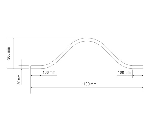 Profilé fer plat de 30X8mm en chapeau de gendarme de 1100mm de long et 300mm de haut.