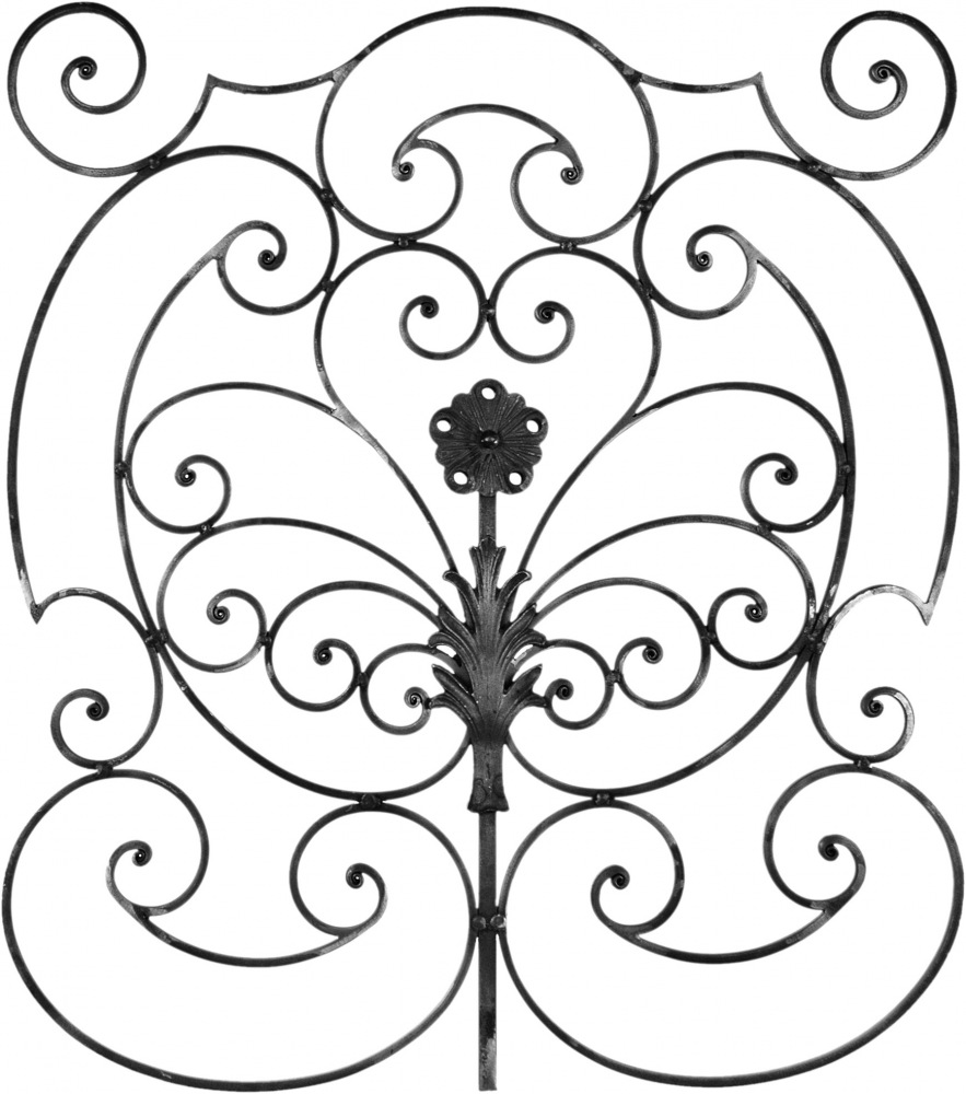 Décor panneau volutes finition noyauxet rosaces  double face pour garde corps,grilles,portails,rampes