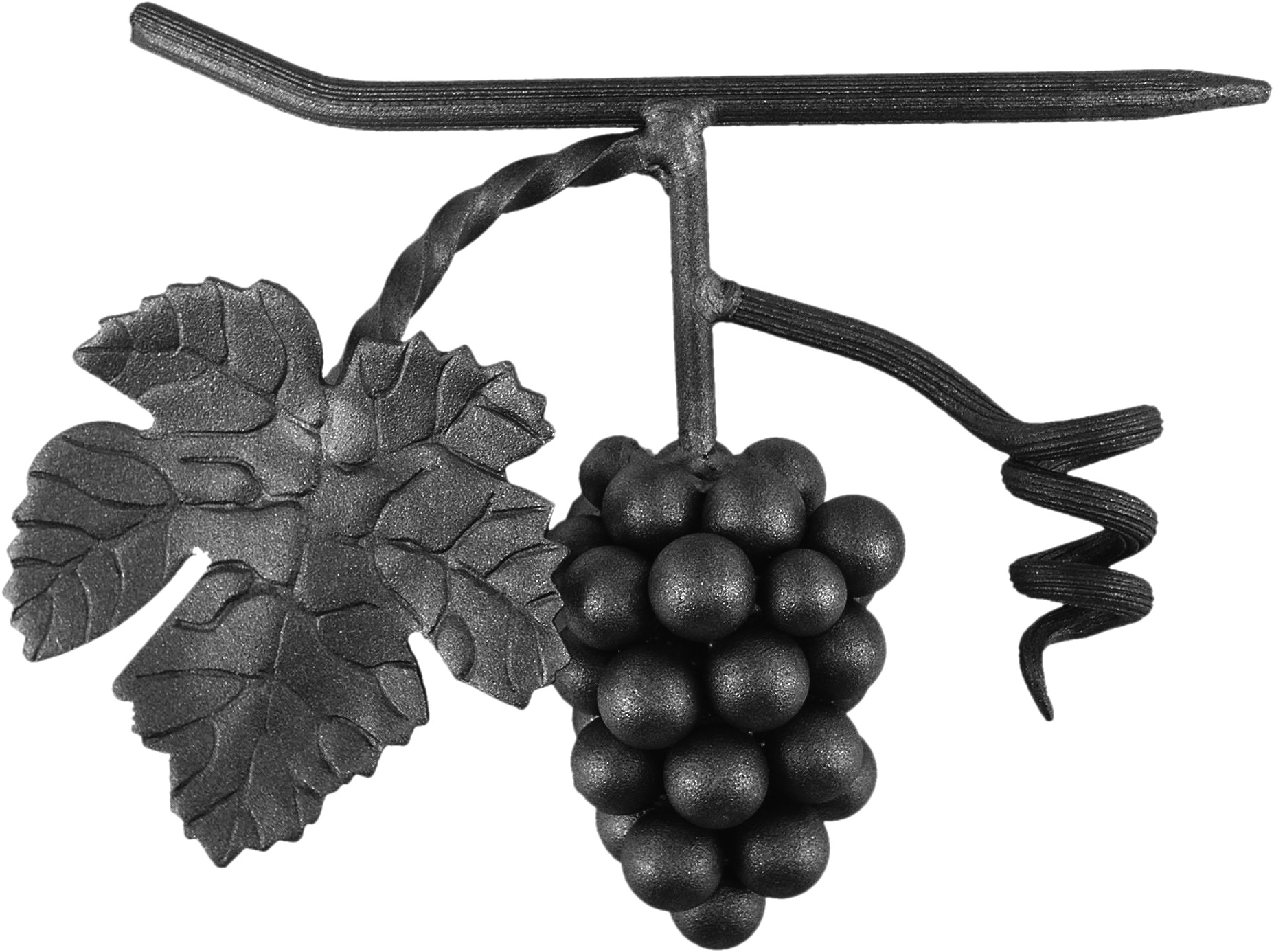 Décor représentant une grappe de raisins d'une hauteur de 180mm et d'une largeur de 180mm. En fer forgé.