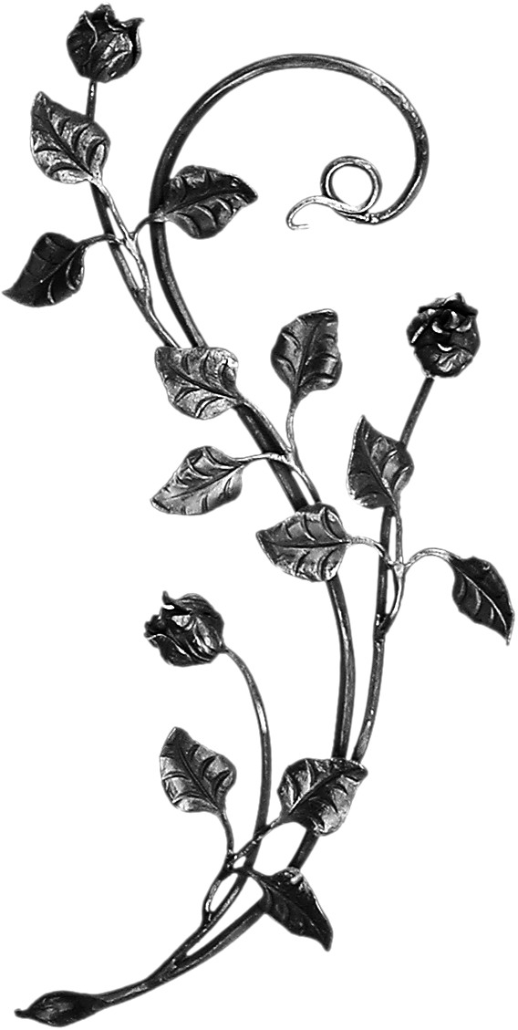 Composition florale de roses et feuilles d'une hauteur de 600mm et d'une largeur de 400mm. En fer forgé.Remplacé par 158011 