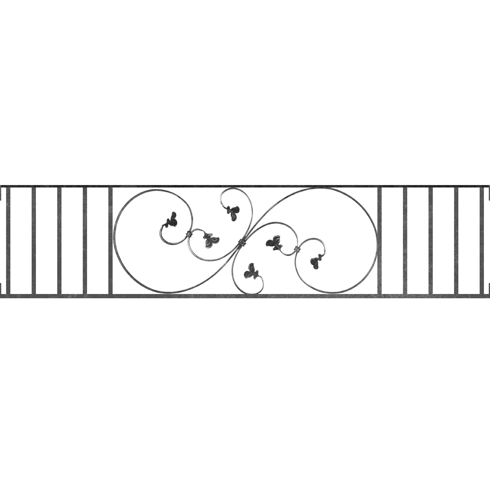 Appui de fenêtre type AF001 à visser dans votre tableau de fenêtre. Longueur finie de 1610mm et Hauteur finie de 372mm. Convient pour les tableaux de fenêtre de 1610mm. Main courante laminée de 1610mm de long en fer forgé sur le dessus. Motif au centre de 870mm de long par 350mm de haut. Le reste de la structure est en acier carré plein de 14mm de section.