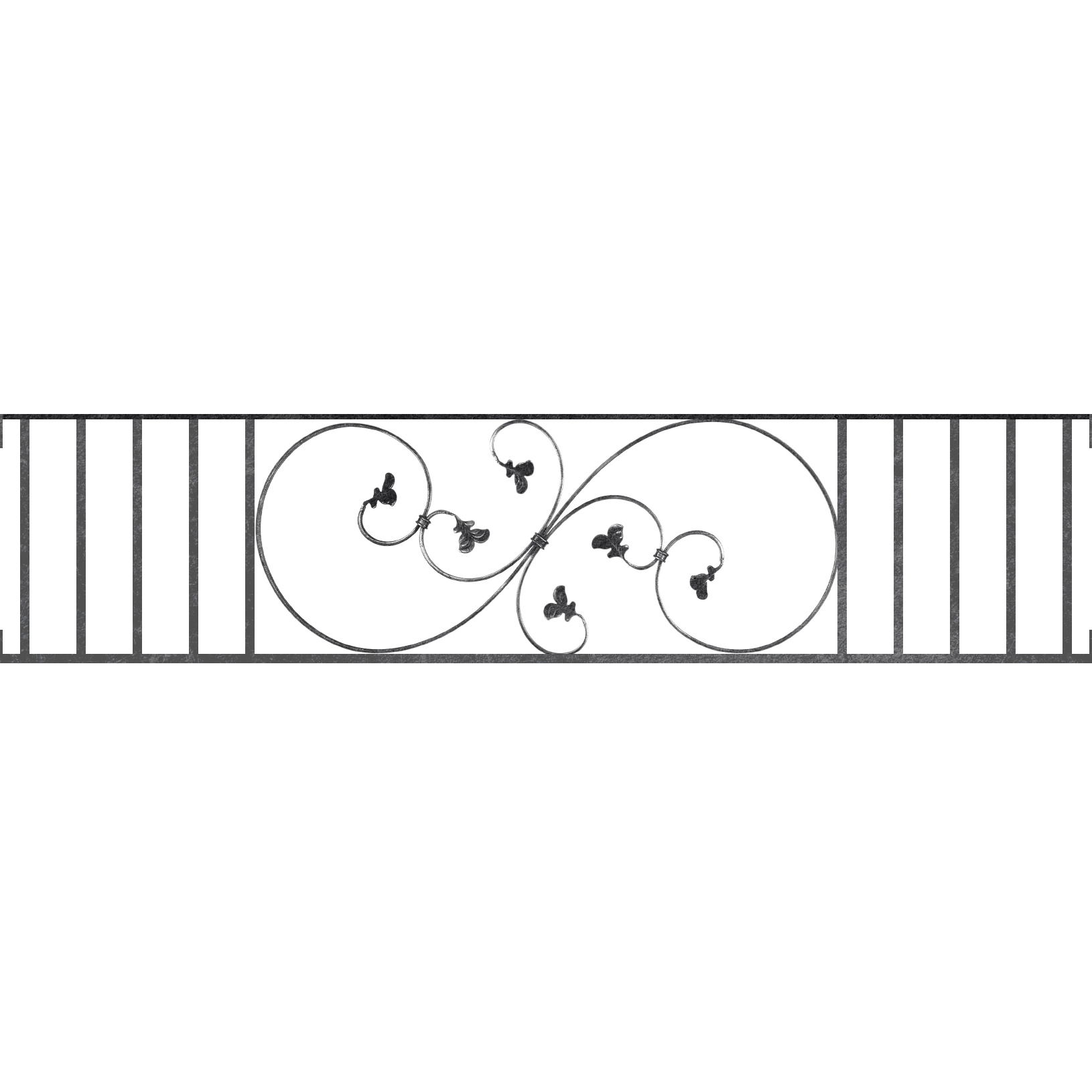 Appui de fenêtre type AF001 à visser dans votre tableau de fenêtre. Longueur finie de 1630mm et Hauteur finie de 372mm. Convient pour les tableaux de fenêtre de 1630mm. Main courante laminée de 1630mm de long en fer forgé sur le dessus. Motif au centre de 870mm de long par 350mm de haut. Le reste de la structure est en acier carré plein de 14mm de section.