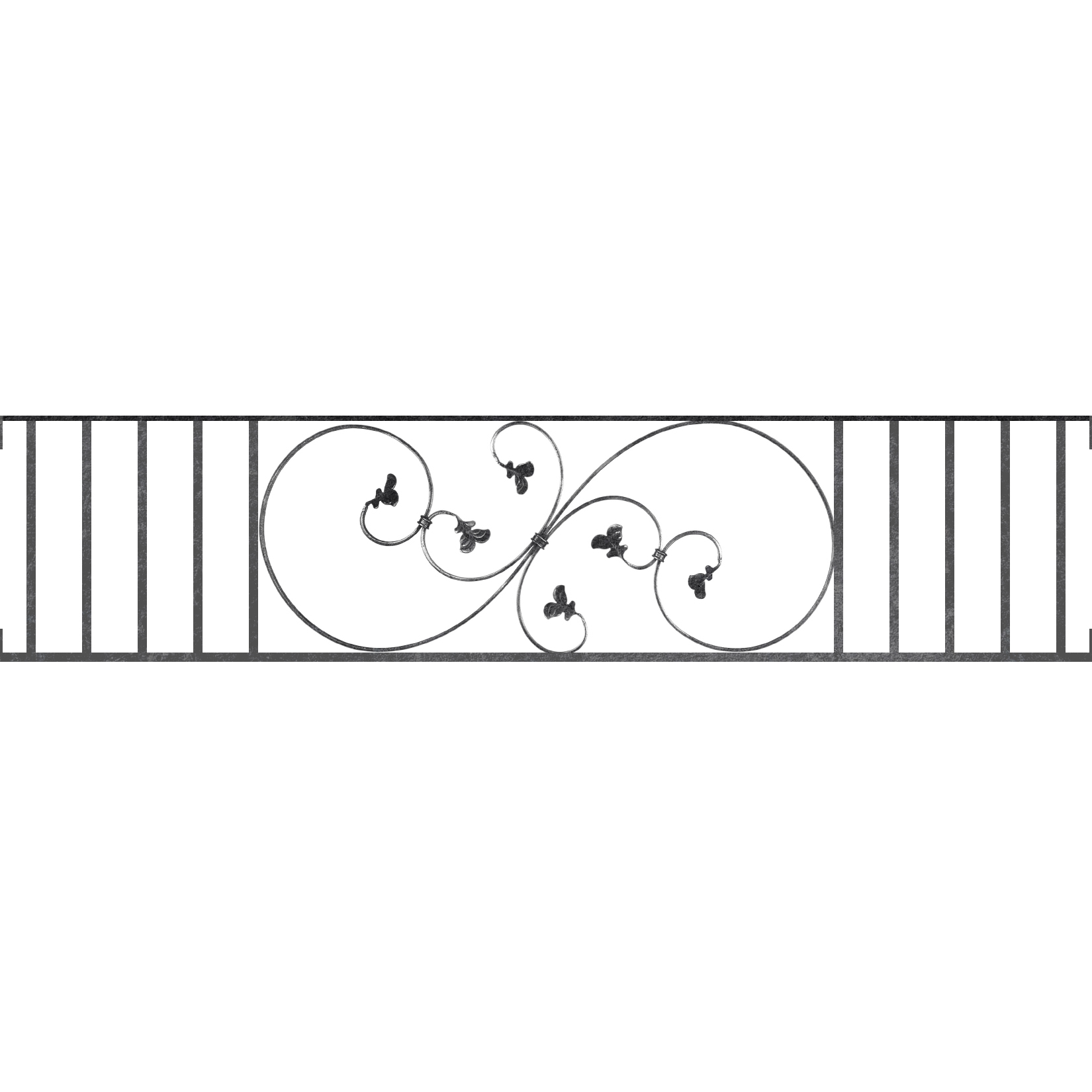 Appui de fenêtre type AF001 à visser dans votre tableau de fenêtre. Longueur finie de 1650mm et Hauteur finie de 372mm. Convient pour les tableaux de fenêtre de 1650mm. Main courante laminée de 1650mm de long en fer forgé sur le dessus. Motif au centre de 870mm de long par 350mm de haut. Le reste de la structure est en acier carré plein de 14mm de section.