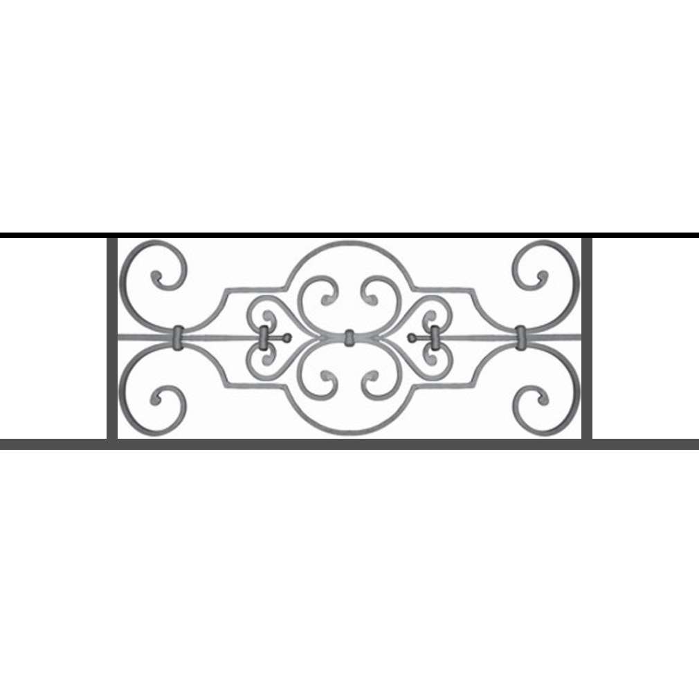 Appui de fenêtre type AF004 à sceller dans votre tableau de fenêtre. Longueur finie de 1010mm et Hauteur finie de 314mm. Convient pour les tableaux de fenêtre de 910mm. 50mm de scellement sont prévue de chaque côté. Main courante laminée de 910mm de long en fer forgé sur le dessus. Motif au centre de 670mm de long par 290mm de haut. Le reste de la structure est en tube acier carré de 16mm de section.