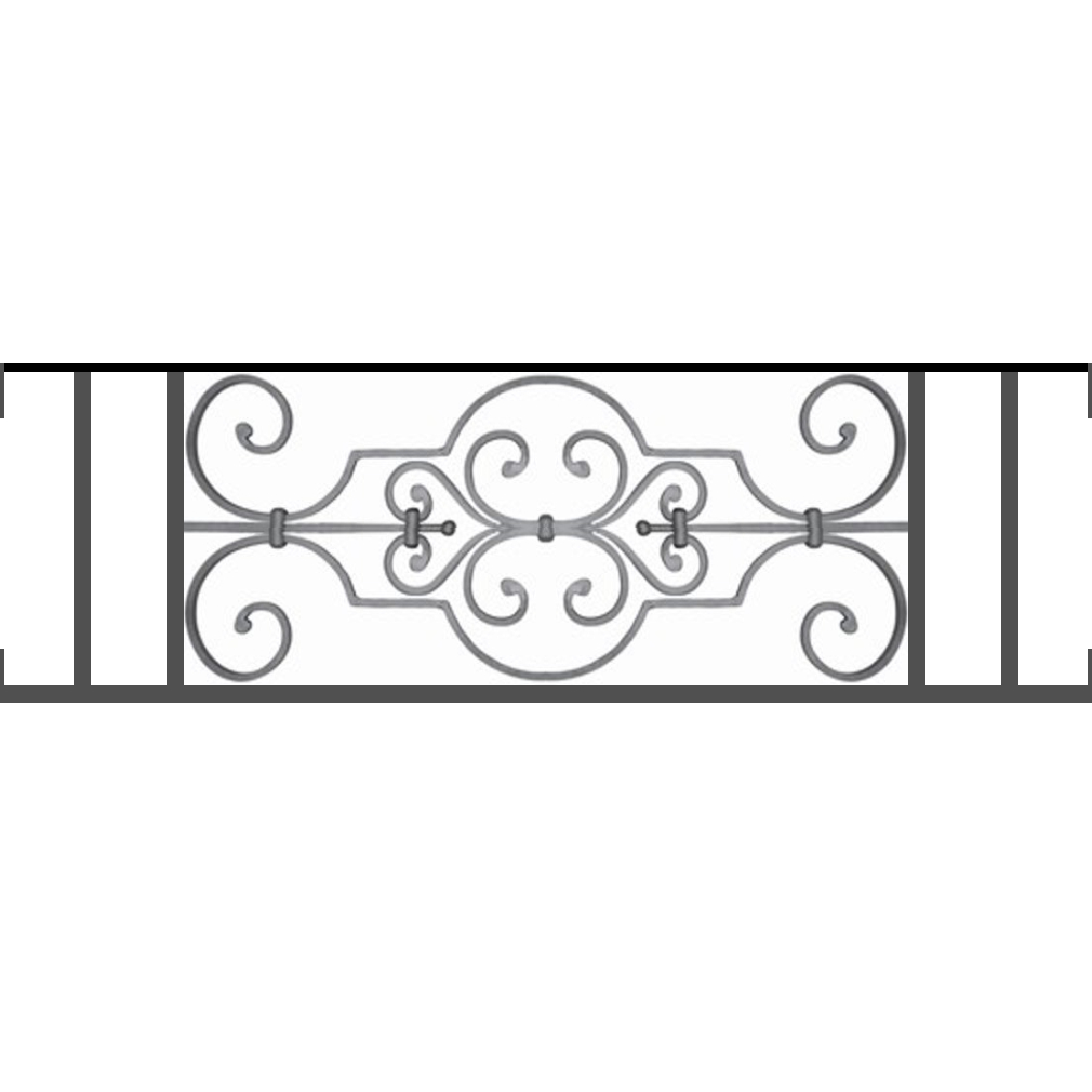 Appui de fenêtre type AF004 à visser dans votre tableau de fenêtre. Longueur finie de 1010mm et Hauteur finie de 314mm. Convient pour les tableaux de fenêtre de 1010mm. Main courante laminée de 1010mm de long en fer forgé sur le dessus. Motif au centre de 670mm de long par 290mm de haut. Le reste de la structure est en tube acier carré de 16mm de section.