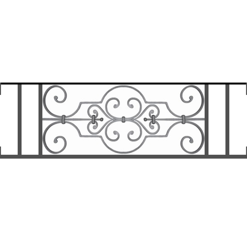 Appui de fenêtre type AF004 à visser dans votre tableau de fenêtre. Longueur finie de 1020mm et Hauteur finie de 314mm. Convient pour les tableaux de fenêtre de 1020mm. Main courante laminée de 1020mm de long en fer forgé sur le dessus. Motif au centre de 670mm de long par 290mm de haut. Le reste de la structure est en tube acier carré de 16mm de section.