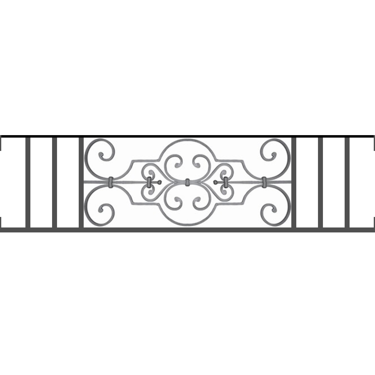 Appui de fenêtre type AF004 à visser dans votre tableau de fenêtre. Longueur finie de 1210mm et Hauteur finie de 314mm. Convient pour les tableaux de fenêtre de 1210mm. Main courante laminée de 1210mm de long en fer forgé sur le dessus. Motif au centre de 670mm de long par 290mm de haut. Le reste de la structure est en tube acier carré de 16mm de section.