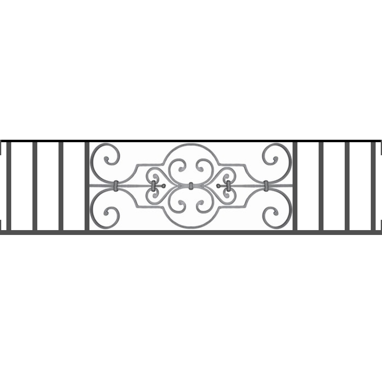 Appui de fenêtre type AF004 à visser dans votre tableau de fenêtre. Longueur finie de 1260mm et Hauteur finie de 314mm. Convient pour les tableaux de fenêtre de 1260mm. Main courante laminée de 1260mm de long en fer forgé sur le dessus. Motif au centre de 670mm de long par 290mm de haut. Le reste de la structure est en tube acier carré de 16mm de section.